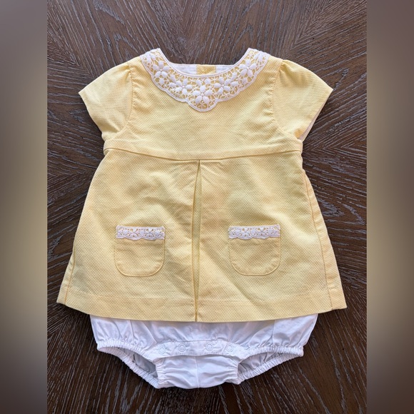 Janie and Jack Pique Swing Top Set Light Lemon 6-12 Months Easter Spring Summer - Picture 5 of 11